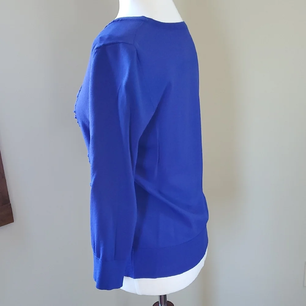 Vibrant Blue Ruched Cardigan - Picture 5 of 11
